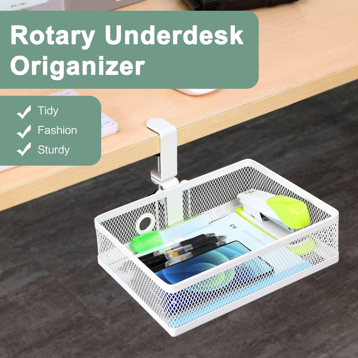 Under Desk & Desktop Drawer Organizer, 2-Tier Big Capacity
