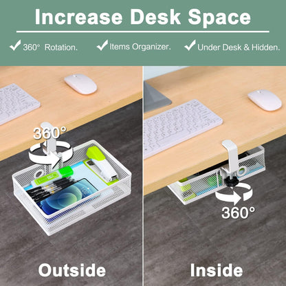 Under Desk & Desktop Drawer Organizer, 2-Tier Big Capacity