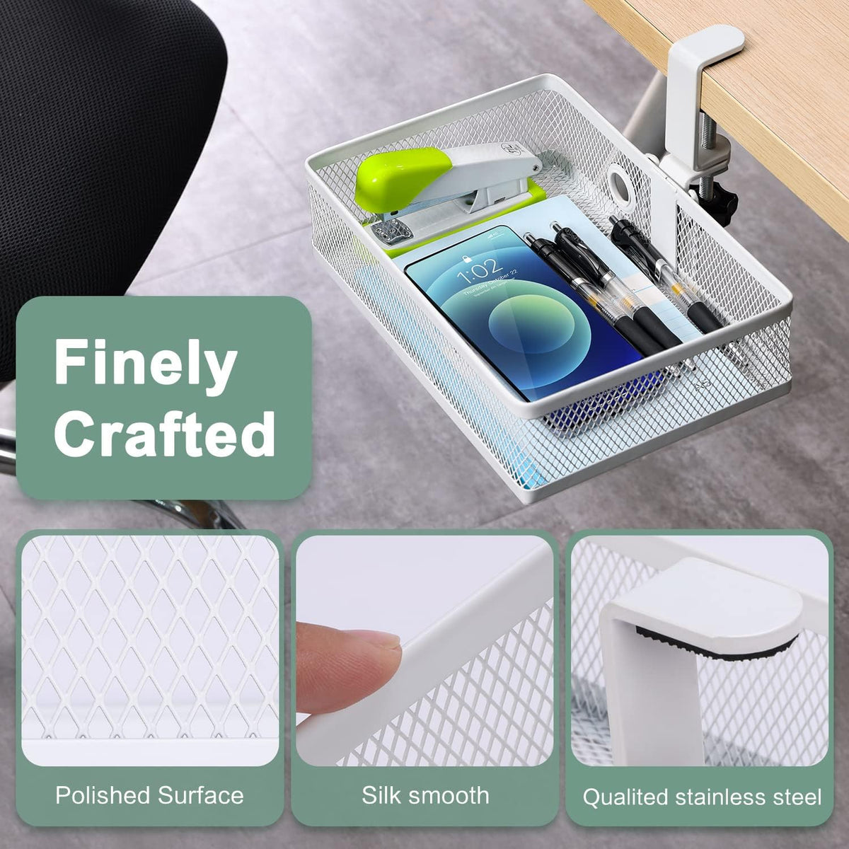 Under Desk & Desktop Drawer Organizer, 2-Tier Big Capacity