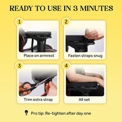 Thick Armrest Pads - Memory Foam Office Chair Arm Pads - Arm Rest for Desk Chair & Gaming Chair Armrest Pads - Chair Arm Covers - Elbow Support