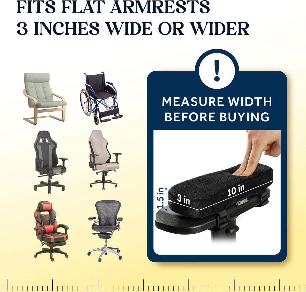 Thick Armrest Pads - Memory Foam Office Chair Arm Pads - Arm Rest for Desk Chair & Gaming Chair Armrest Pads - Chair Arm Covers - Elbow Support