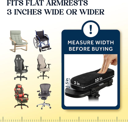 Thick Armrest Pads - Memory Foam Office Chair Arm Pads - Arm Rest for Desk Chair & Gaming Chair Armrest Pads - Chair Arm Covers - Elbow Support