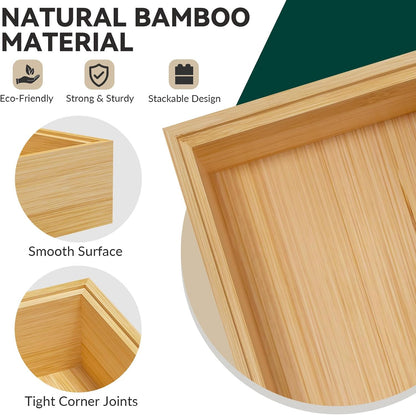 Bamboo Kitchen Drawer Organizer, 2 Pack, 15" x 6" x 2"
