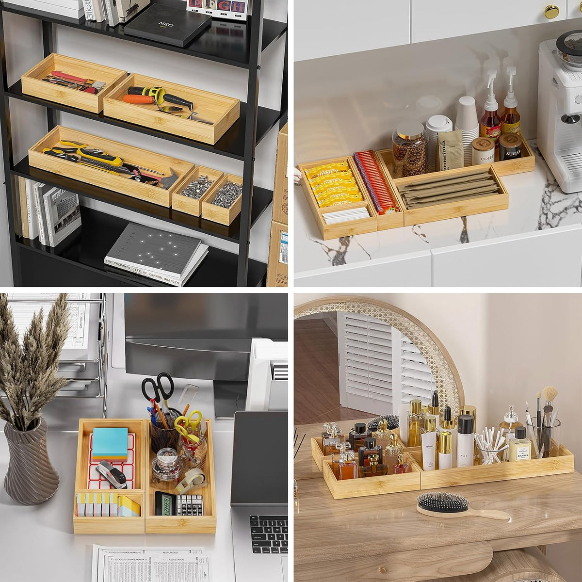 Bamboo Kitchen Drawer Organizer, 2 Pack, 15" x 6" x 2"