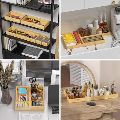 Bamboo Kitchen Drawer Organizer, 2 Pack, 15" x 6" x 2"