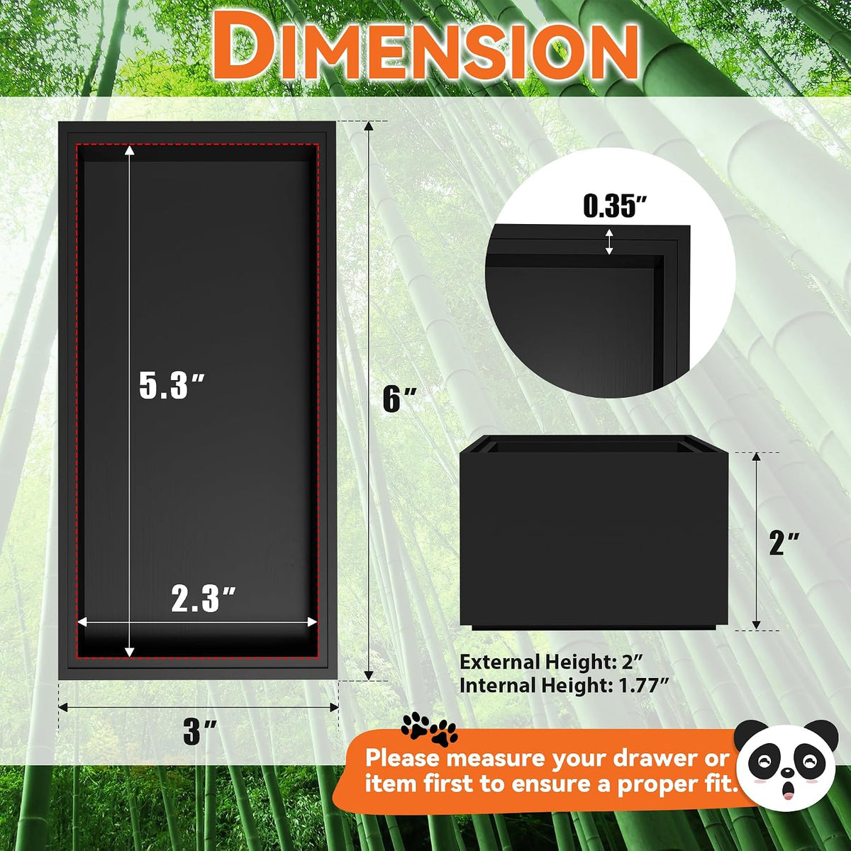 Bamboo Kitchen Drawer Organizer, 2 Pack, 15" x 6" x 2"