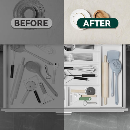 Bamboo Kitchen Drawer Organizer, 2 Pack, 15" x 6" x 2"