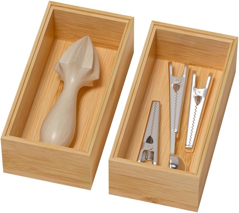 Bamboo Kitchen Drawer Organizer, 2 Pack, 15" x 6" x 2"