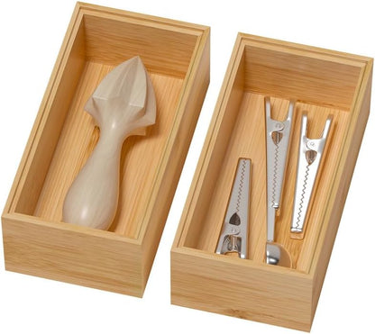 Bamboo Kitchen Drawer Organizer, 2 Pack, 15" x 6" x 2"