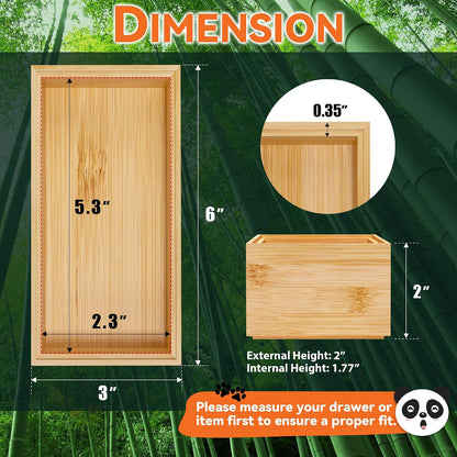Bamboo Kitchen Drawer Organizer, 2 Pack, 15" x 6" x 2"