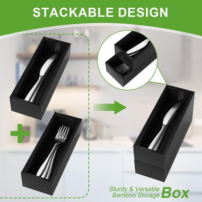 Bamboo Kitchen Drawer Organizer, 2 Pack, 15" x 6" x 2"