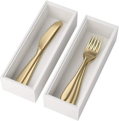 Bamboo Kitchen Drawer Organizer, 2 Pack, 15" x 6" x 2"