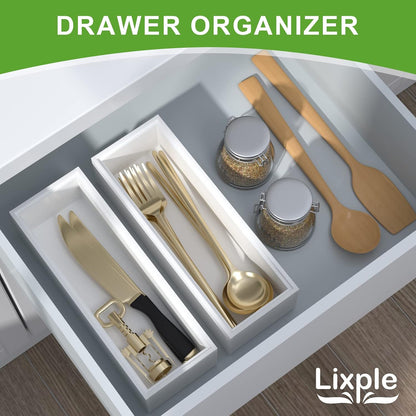 Bamboo Kitchen Drawer Organizer, 2 Pack, 15" x 6" x 2"