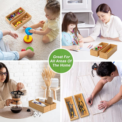Bamboo Kitchen Drawer Organizer, 2 Pack, 15" x 6" x 2"