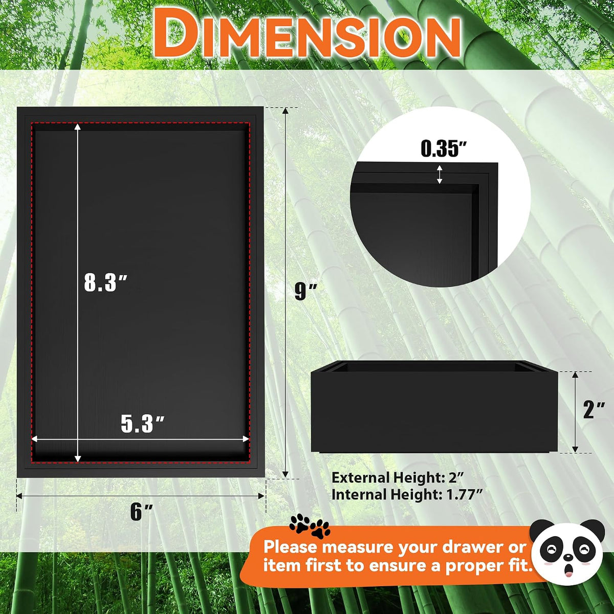 Bamboo Kitchen Drawer Organizer, 2 Pack, 15" x 6" x 2"