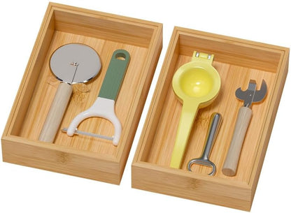 Bamboo Kitchen Drawer Organizer, 2 Pack, 15" x 6" x 2"