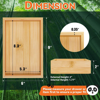 Bamboo Kitchen Drawer Organizer, 2 Pack, 15" x 6" x 2"