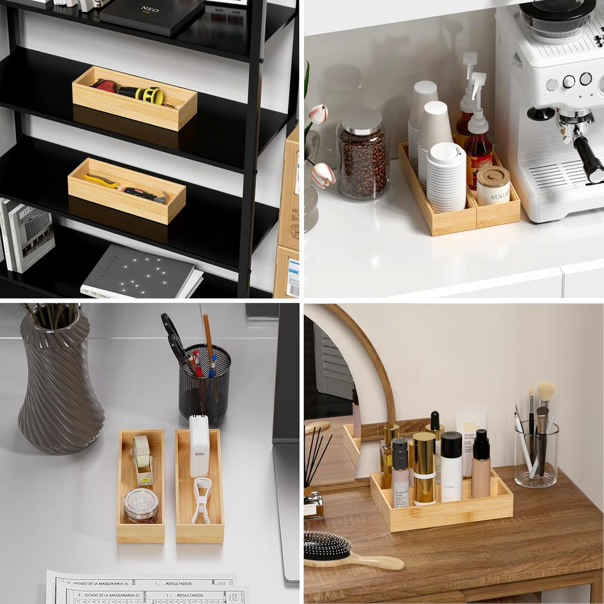 Bamboo Kitchen Drawer Organizer, 2 Pack, 15" x 6" x 2"