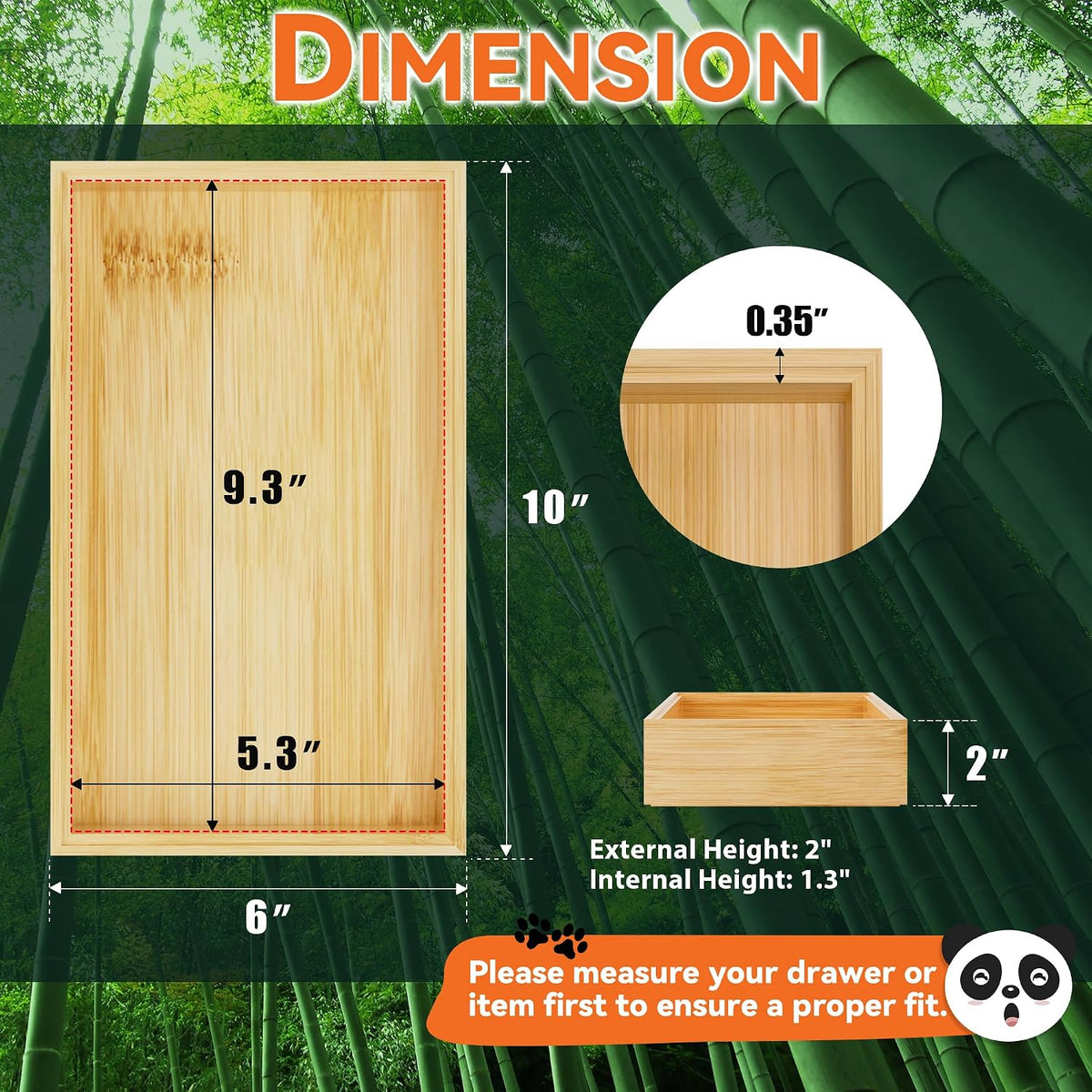 Bamboo Kitchen Drawer Organizer, 2 Pack, 15" x 6" x 2"