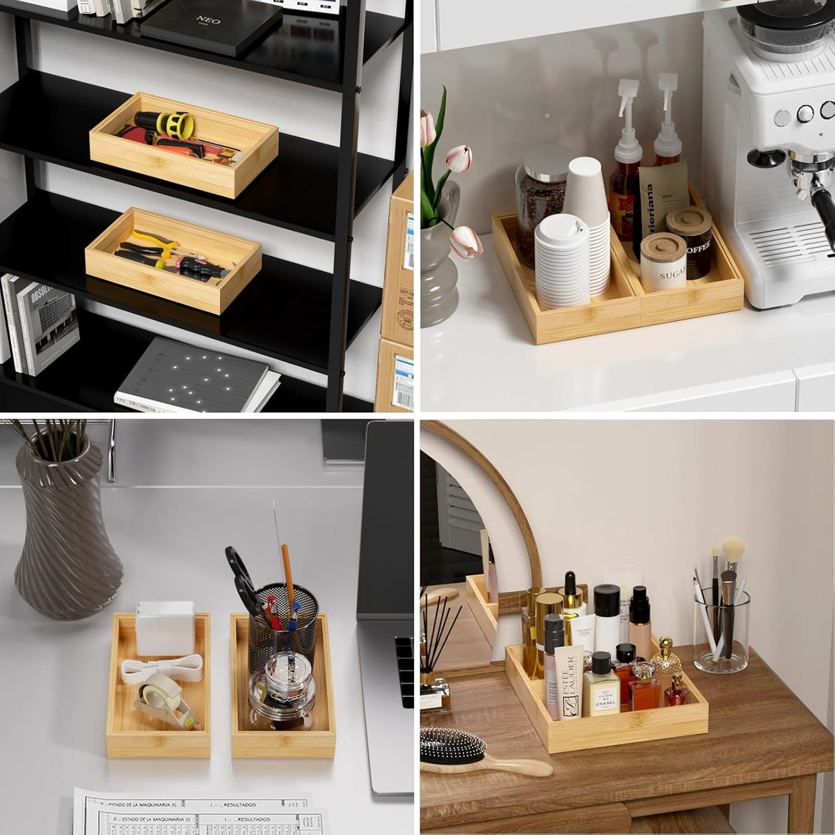 Bamboo Kitchen Drawer Organizer, 2 Pack, 15" x 6" x 2"