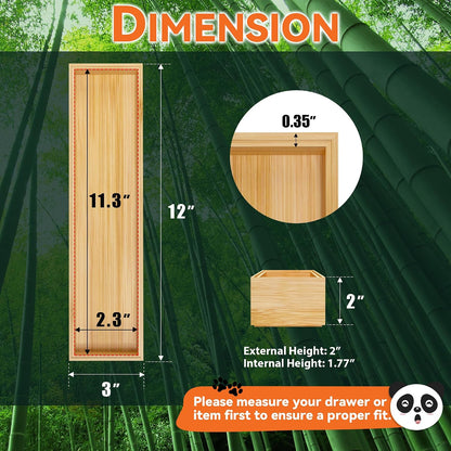 Bamboo Kitchen Drawer Organizer, 2 Pack, 15" x 6" x 2"