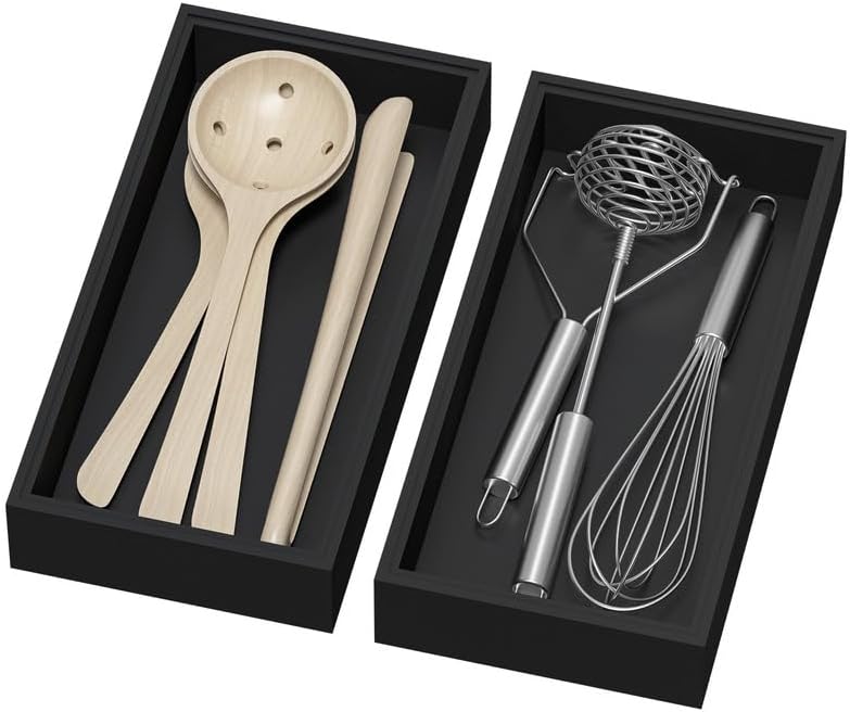 Bamboo Kitchen Drawer Organizer, 2 Pack, 15" x 6" x 2"