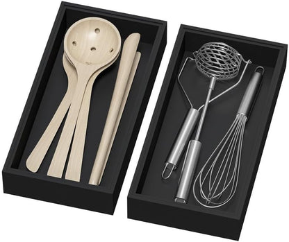 Bamboo Kitchen Drawer Organizer, 2 Pack, 15" x 6" x 2"