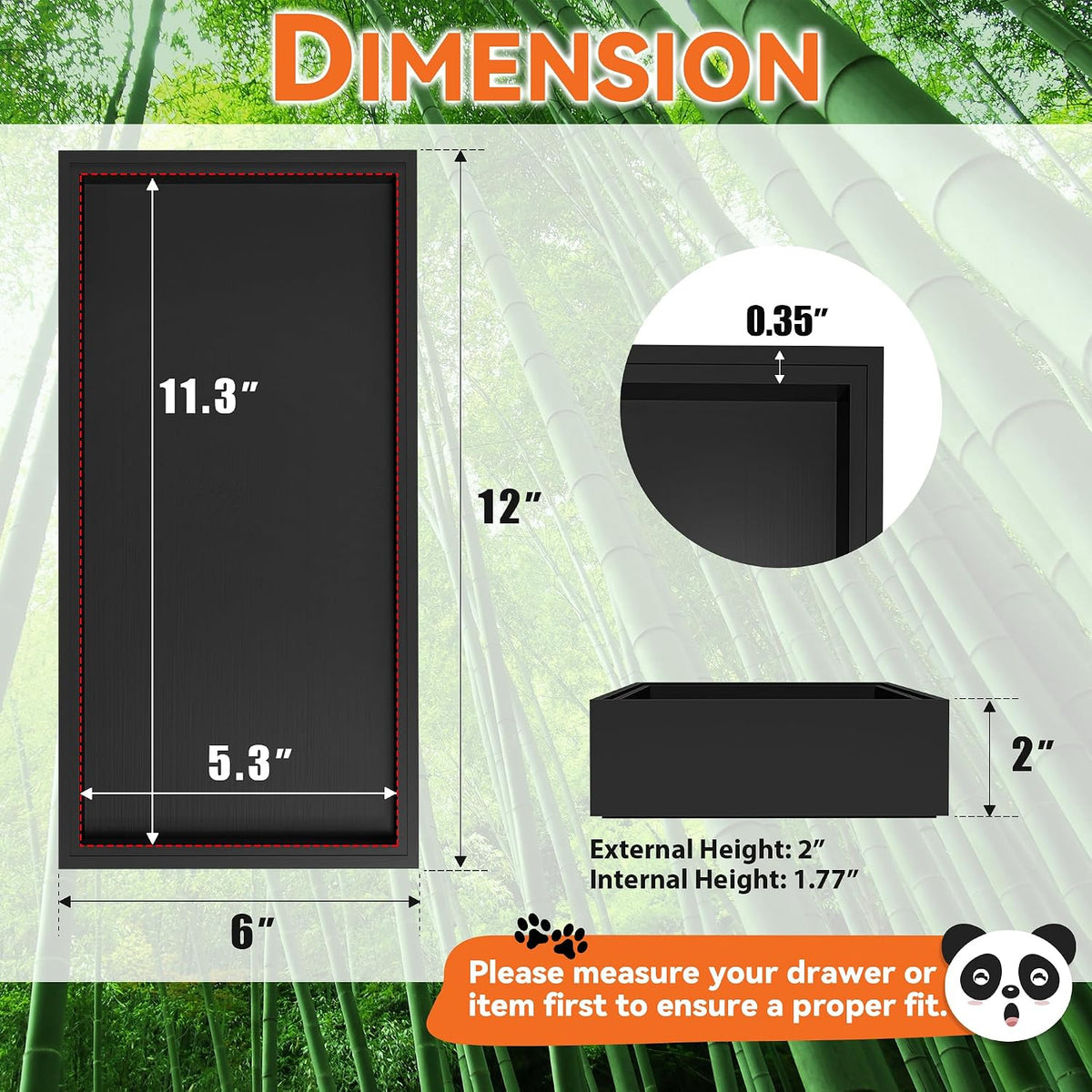 Bamboo Kitchen Drawer Organizer, 2 Pack, 15" x 6" x 2"