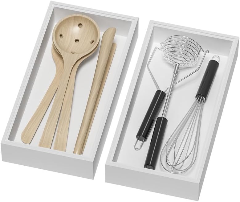 Bamboo Kitchen Drawer Organizer, 2 Pack, 15" x 6" x 2"