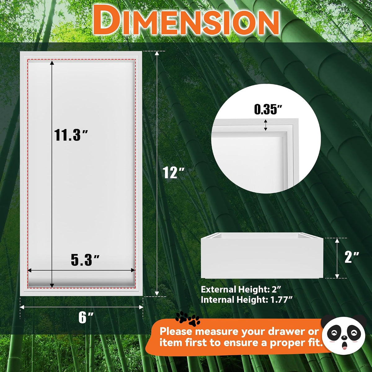 Bamboo Kitchen Drawer Organizer, 2 Pack, 15" x 6" x 2"