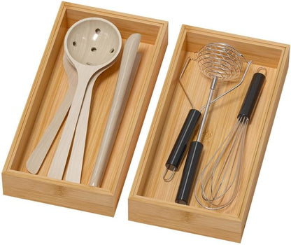 Bamboo Kitchen Drawer Organizer, 2 Pack, 15" x 6" x 2"