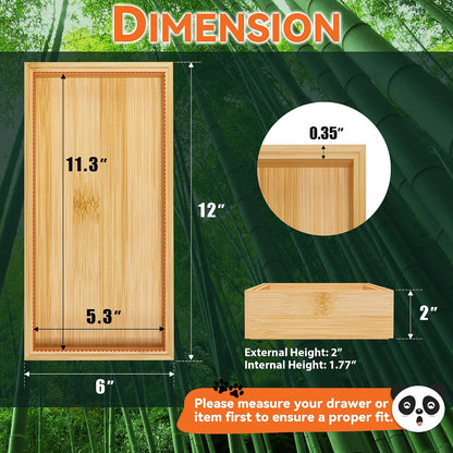 Bamboo Kitchen Drawer Organizer, 2 Pack, 15" x 6" x 2"