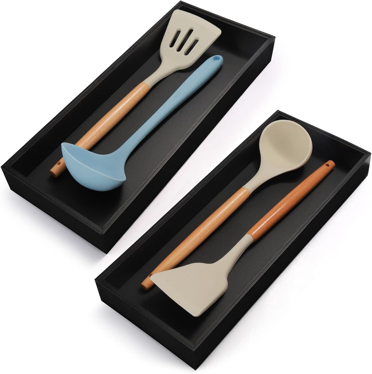 Bamboo Kitchen Drawer Organizer, 2 Pack, 15" x 6" x 2"