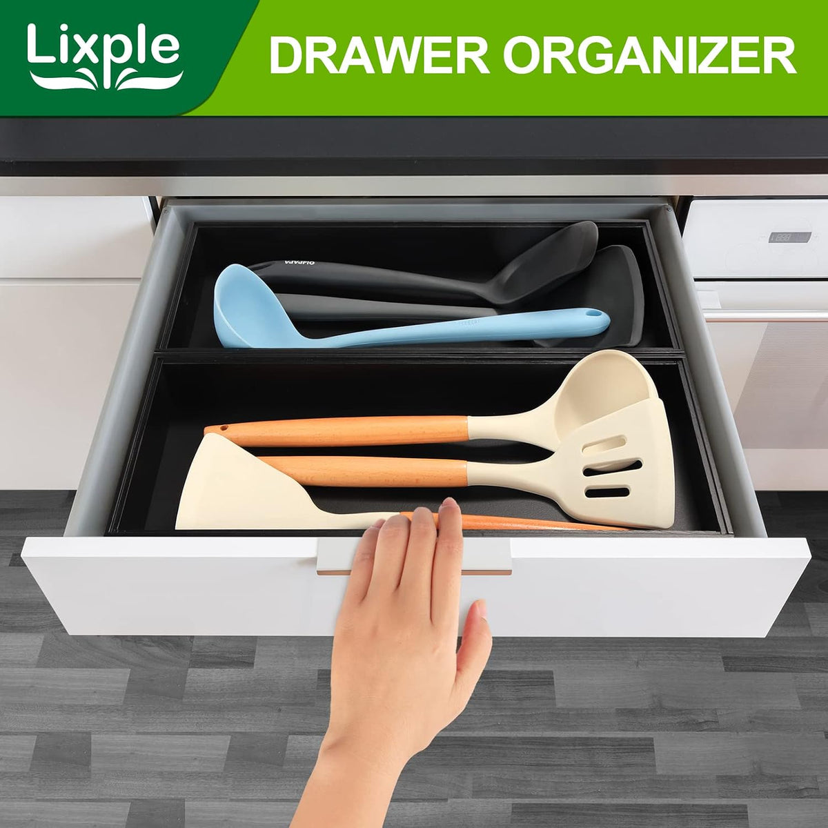 Bamboo Kitchen Drawer Organizer, 2 Pack, 15" x 6" x 2"