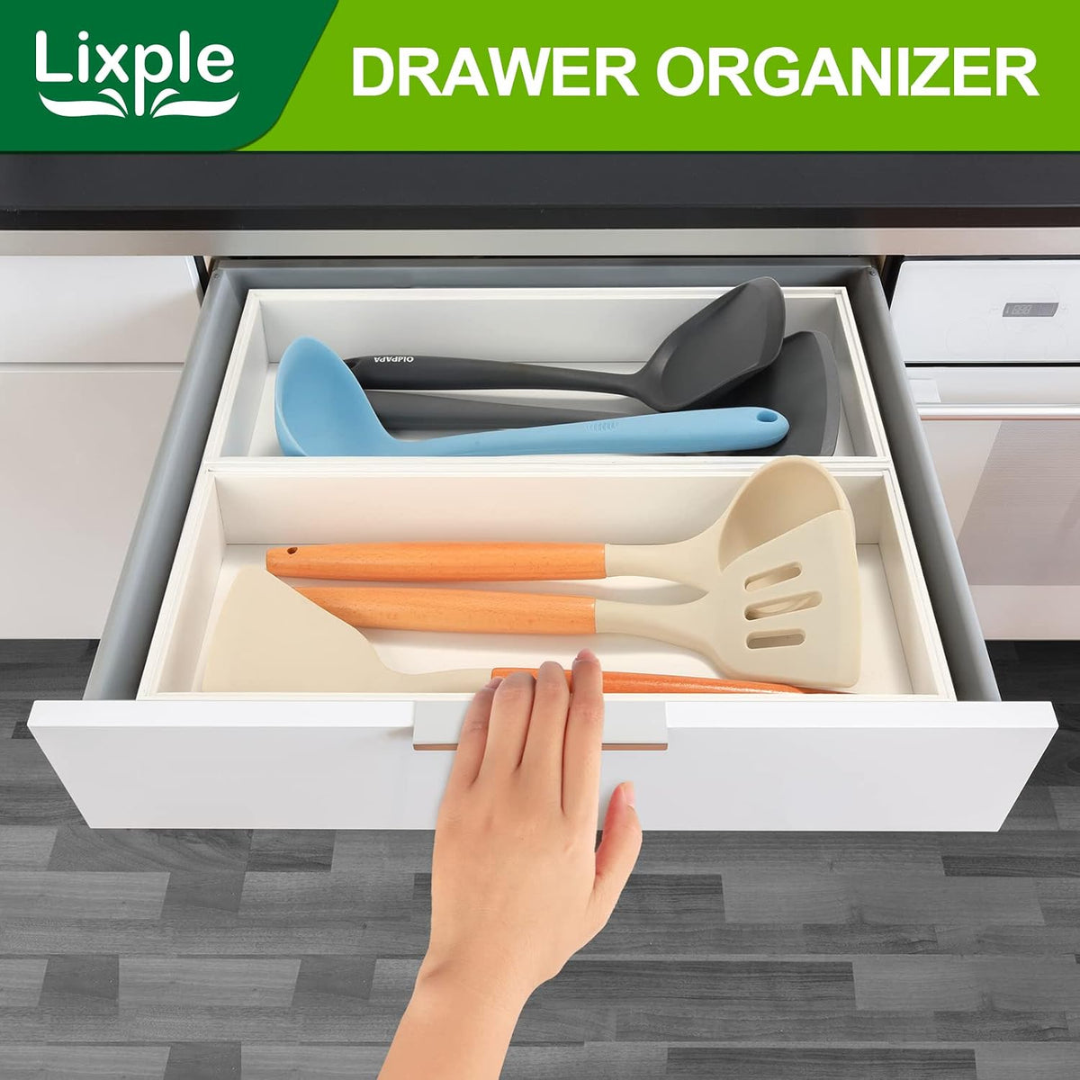 Bamboo Kitchen Drawer Organizer, 2 Pack, 15" x 6" x 2"