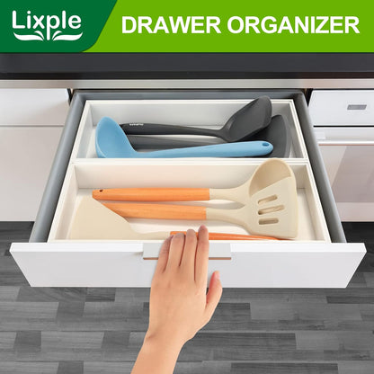 Bamboo Kitchen Drawer Organizer, 2 Pack, 15" x 6" x 2"