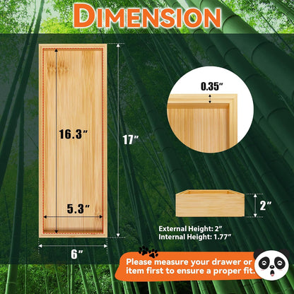 Bamboo Kitchen Drawer Organizer, 2 Pack, 15" x 6" x 2"