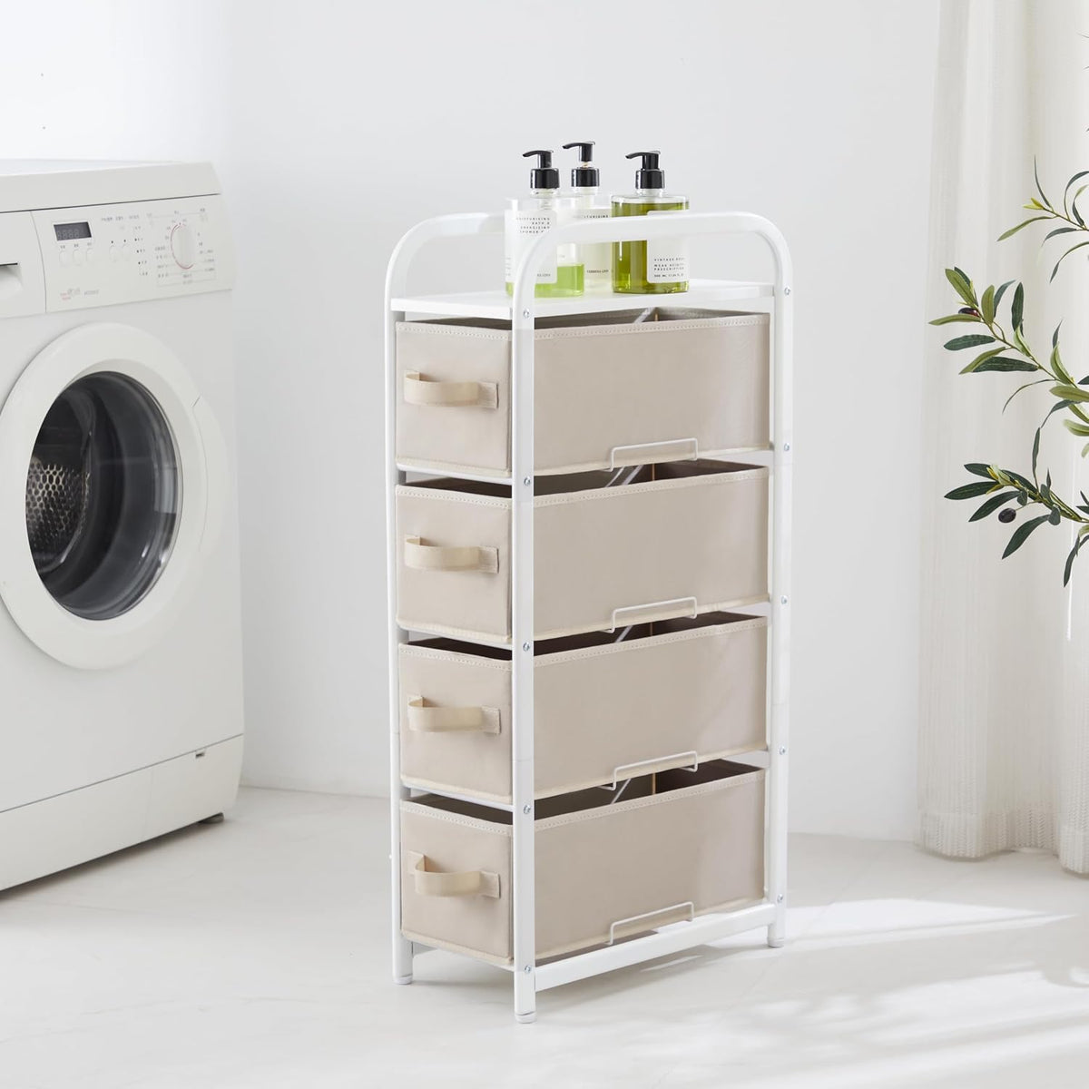 Dresser Storage with 3 Drawers, Fabric Dresser Tower, Vertical Storage Unit for Bedroom, Closet, Office, Black