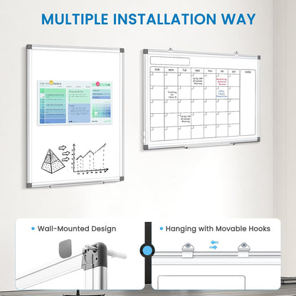 Calendar Whiteboard 24x18 Double-Sided Dry Erase Board for Wall