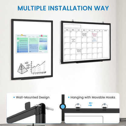 Calendar Whiteboard 24x18 Double-Sided Dry Erase Board for Wall