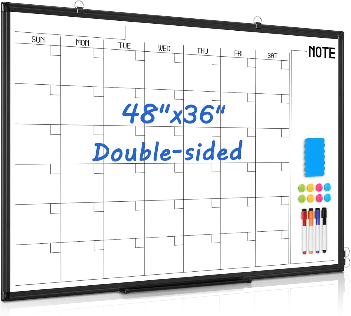 Calendar Whiteboard 24x18 Double-Sided Dry Erase Board for Wall