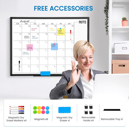 Calendar Whiteboard 24x18 Double-Sided Dry Erase Board for Wall