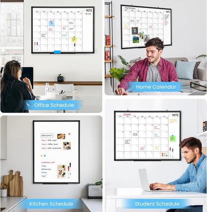 Calendar Whiteboard 24x18 Double-Sided Dry Erase Board for Wall