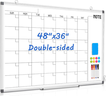 Calendar Whiteboard 24x18 Double-Sided Dry Erase Board for Wall