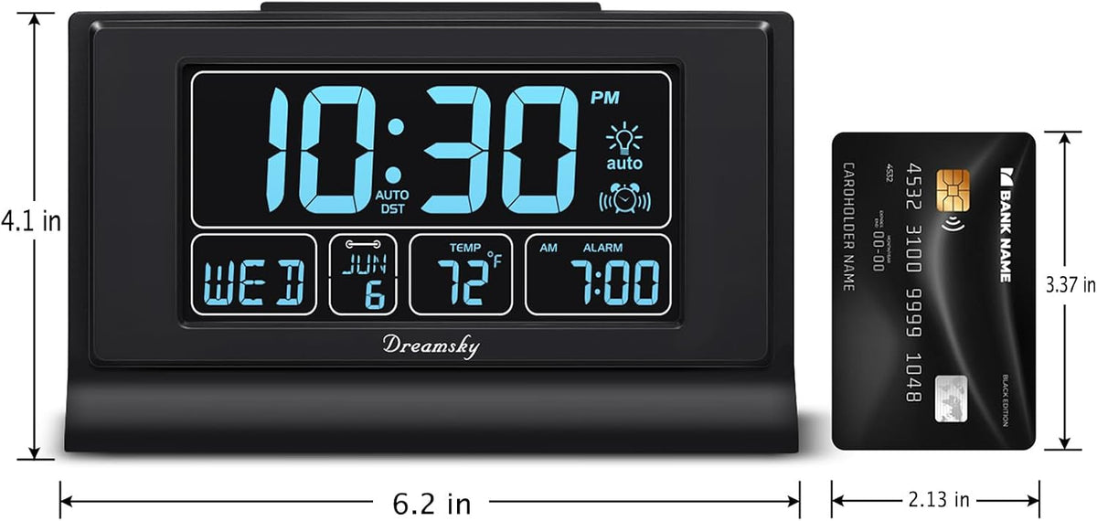 Alarm Clocks for Bedrooms with Battery Backup, Auto Set