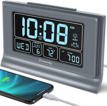 Alarm Clocks for Bedrooms with Battery Backup, Auto Set