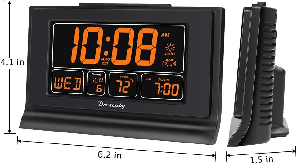 Alarm Clocks for Bedrooms with Battery Backup, Auto Set