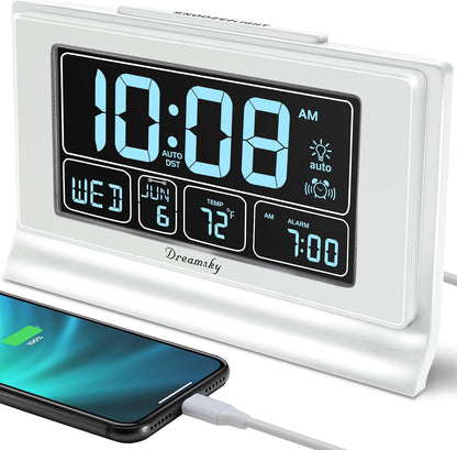 Alarm Clocks for Bedrooms with Battery Backup, Auto Set