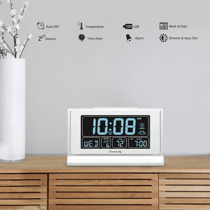 Alarm Clocks for Bedrooms with Battery Backup, Auto Set