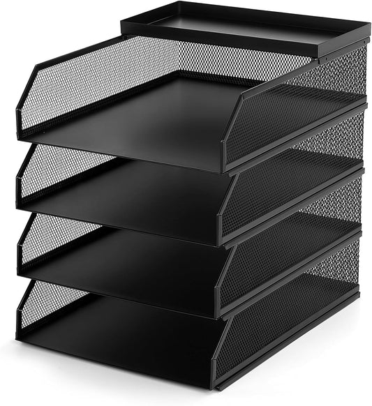 4 Tier Paper Tray Organizer for Desk, Stackable Office Organization